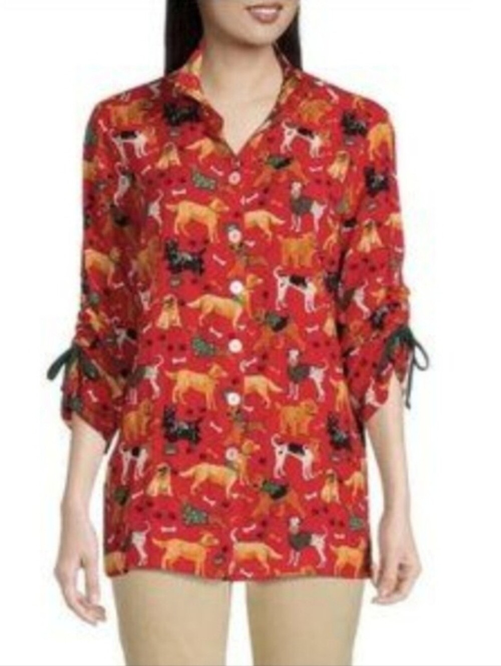 John Mark Novelty Dog Print Blouse